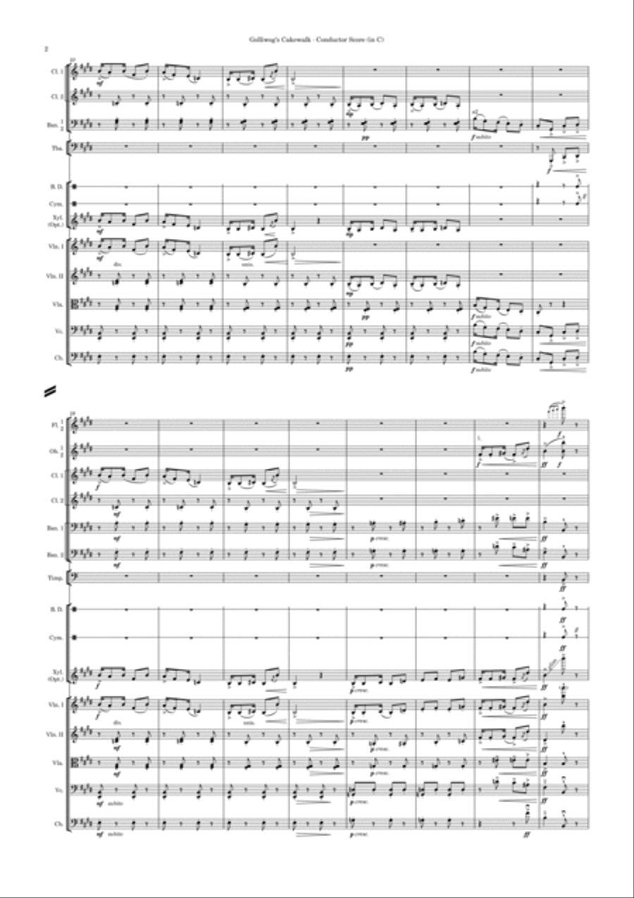 Golliwog's Cakewalk (Standard Orchestra) – Score and Parts – Transposed to E Full Orchestra scores gallery preview page 4