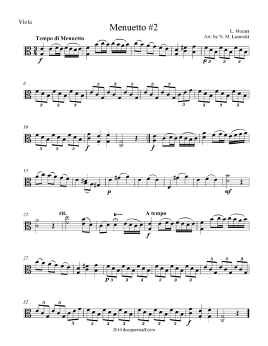 Menuetto #2 Menuetto #2 String Duet scores gallery preview page 1