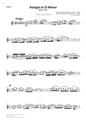 Adagio (BWV 974) - Violin and Piano (Individual Parts)