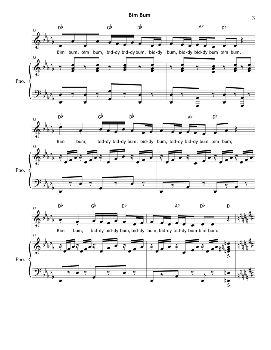 Bim Bum (An American Folk Song/Game) Unison Choir scores gallery preview page 3