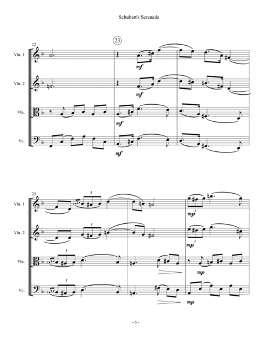 Schubert's Serenade - String Quartet String Quartet scores gallery preview page 6