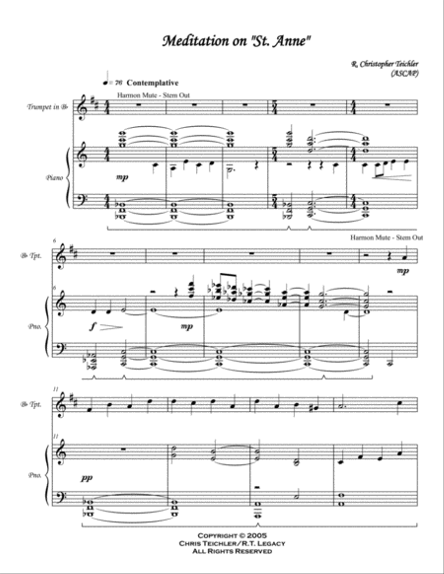 Meditation on ST. ANNE Meditation on ST. ANNE Trumpet Solo scores gallery preview page 2