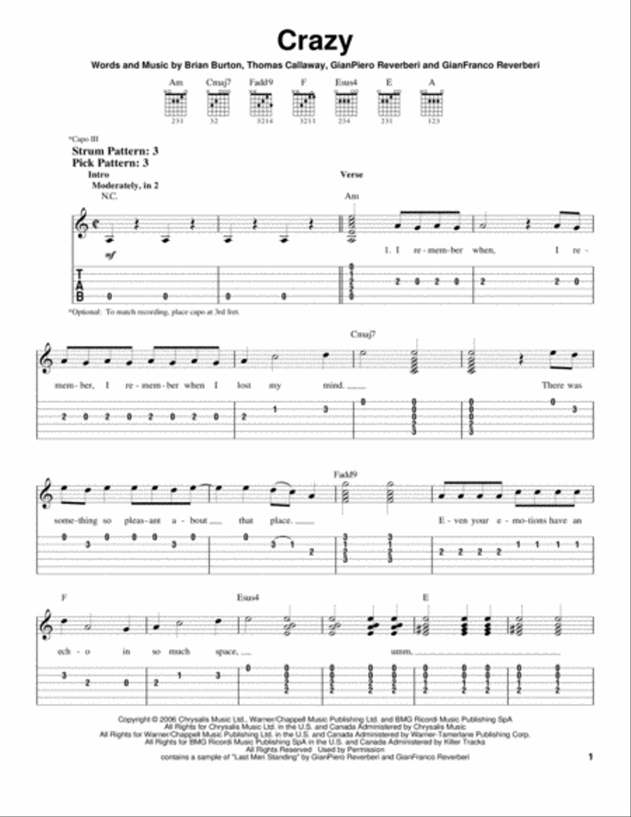 Crazy Crazy Acoustic Guitar scores gallery preview page 1