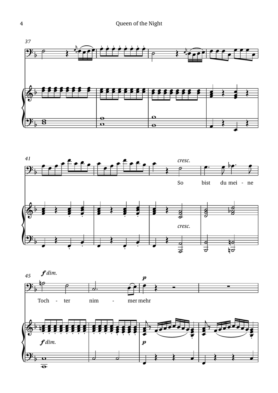 Queen of the Night (aria) - for BASS in D minor Chamber Music scores gallery preview page 4