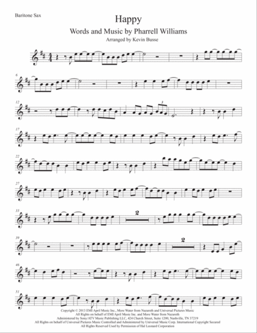 Happy Baritone Saxophone scores gallery preview page 1