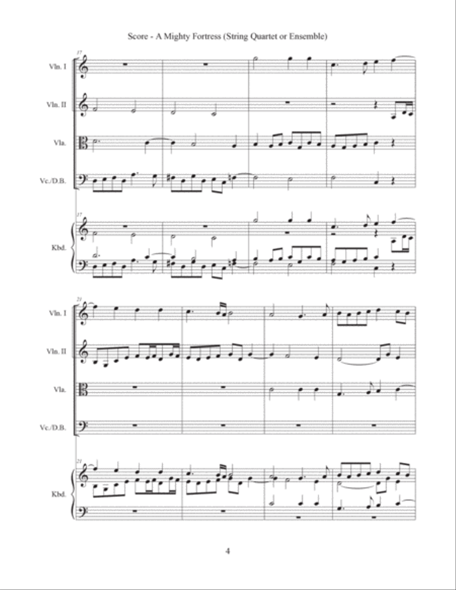 A Mighty Fortress (String Quartet or String Ensemble) String Quartet scores gallery preview page 4