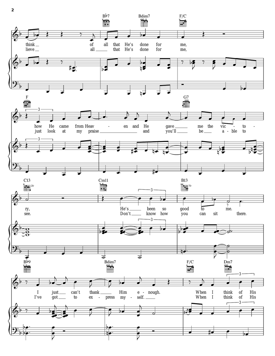 Praise Him Praise Him Piano, Vocal, Guitar scores gallery preview page 2