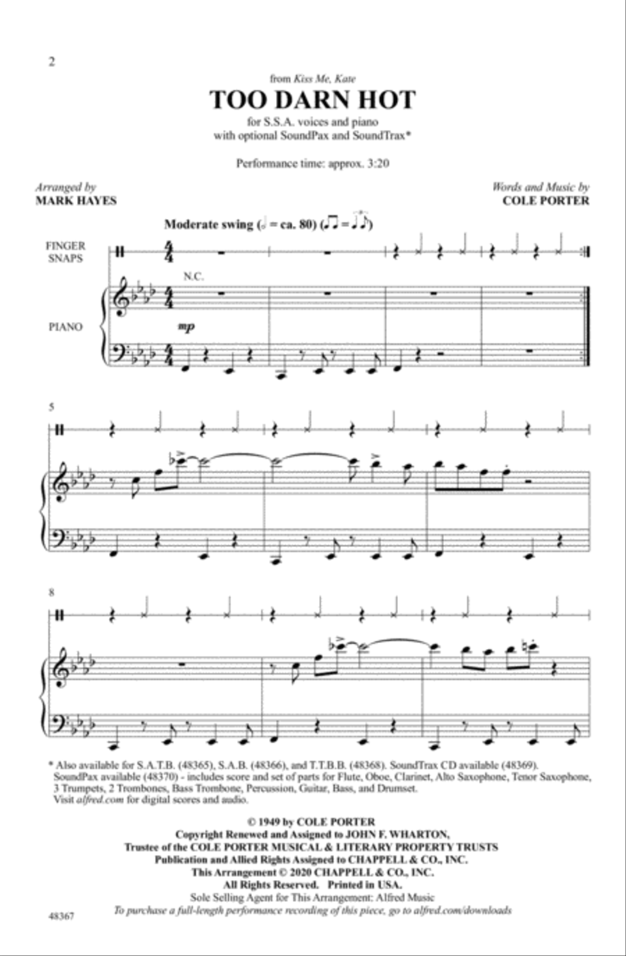 Too Darn Hot Choir scores gallery preview page 1