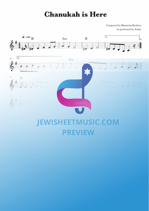 Chanukah is Here by Zusha | TYHnation. Lead Sheet with chords
