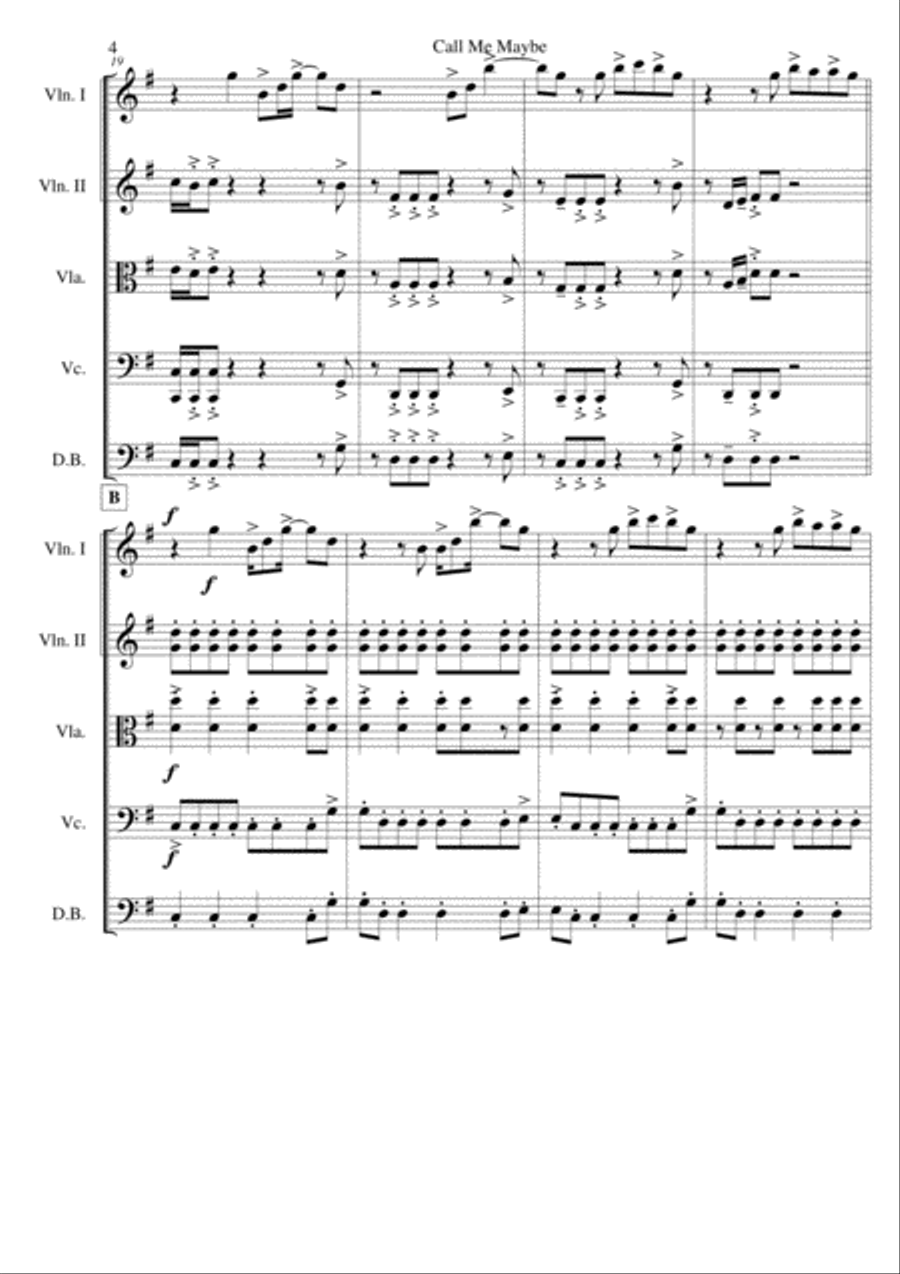 Call Me Maybe Call Me Maybe String Quartet scores gallery preview page 5
