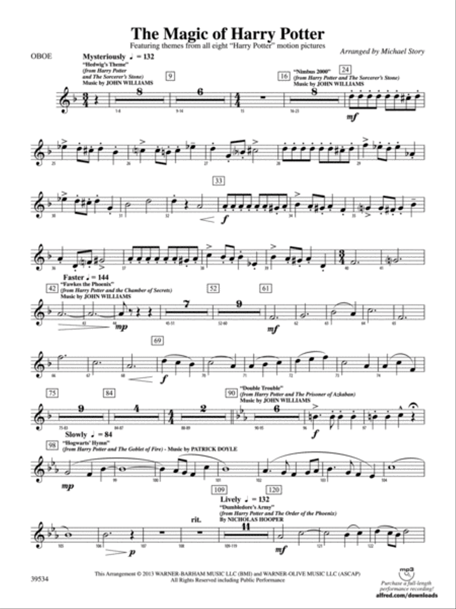 The Magic of Harry Potter: Oboe Concert Band scores gallery preview page 1