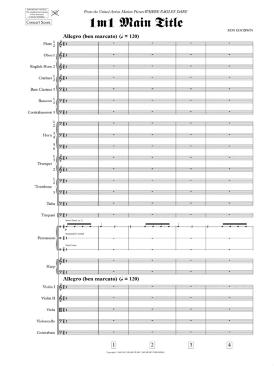 Where Eagles Dare (Theme) - Score Only Full Orchestra scores gallery preview page 3