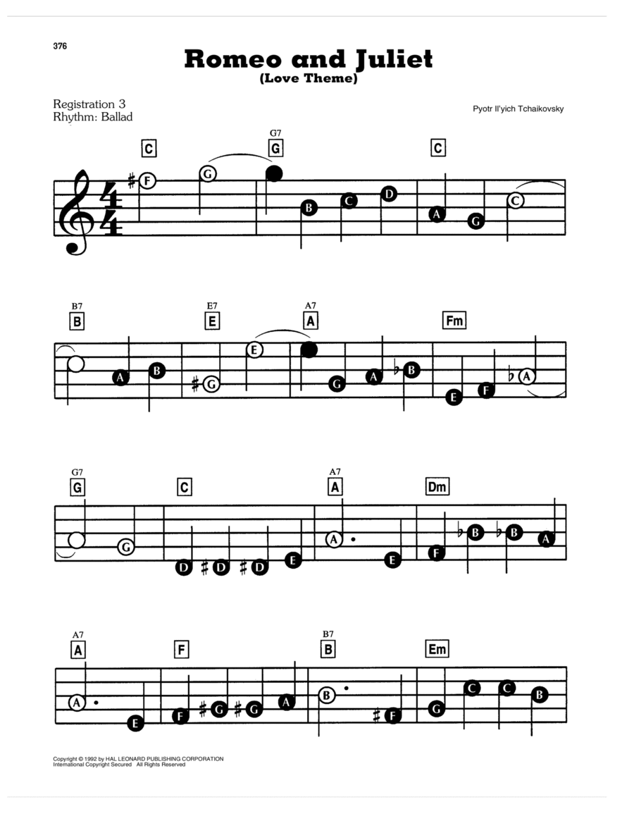Romeo And Juliet (Love Theme) Electronic Keyboard scores gallery preview page 1