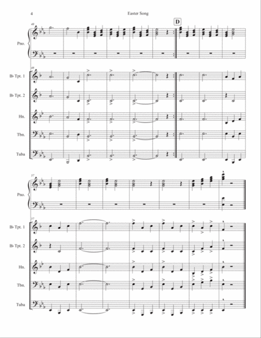 Easter Song Hear The Bells Ringing Brass Ensemble scores gallery preview page 4