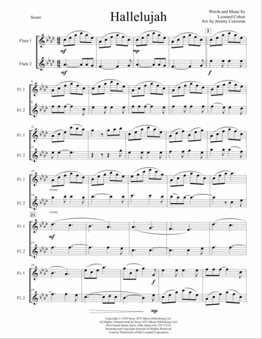 Hallelujah Woodwind Duet scores gallery preview page 2