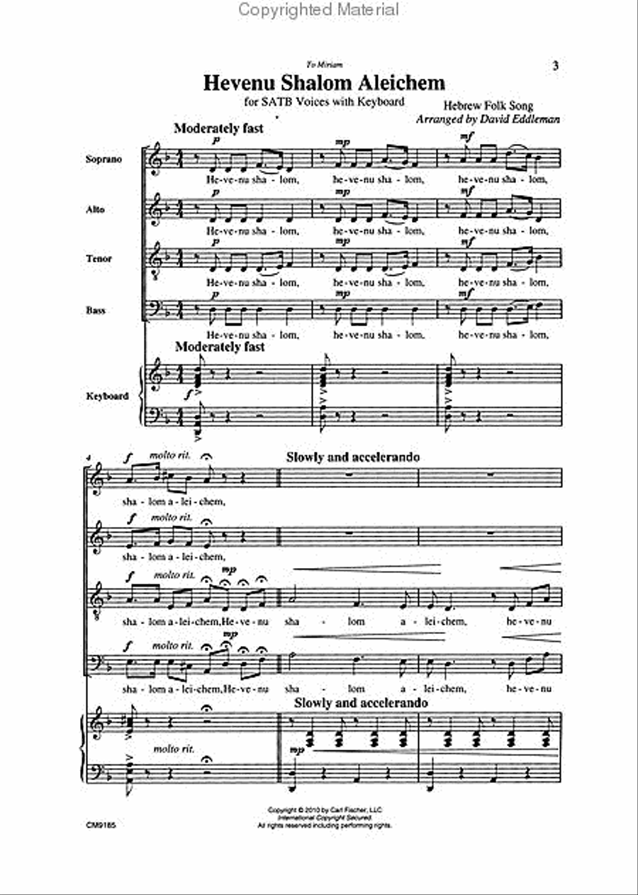 Hevenu Shalom Aleichem Hevenu Shalom Aleichem 4-Part scores gallery preview page 2