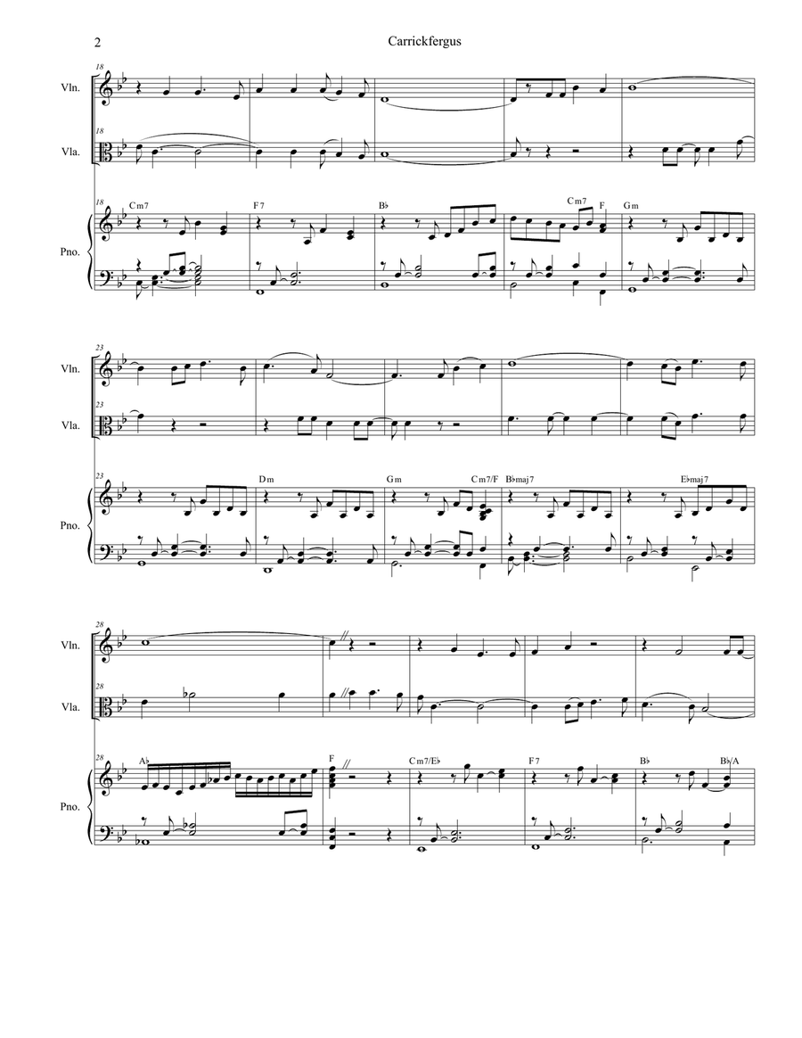 Carrickfergus (Duet for Violin and Viola) String Duet scores gallery preview page 3