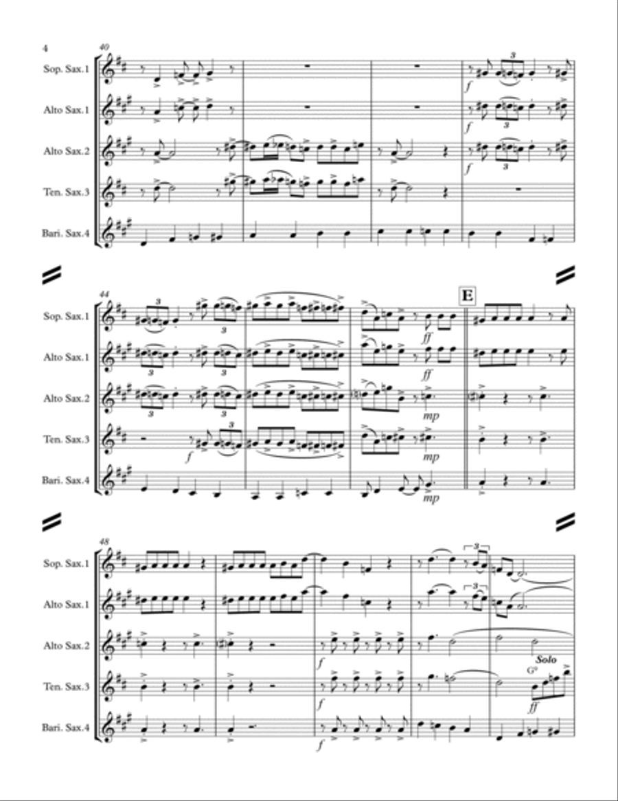 Boogie Woogie Santa Claus Saxophone Quartet scores gallery preview page 5