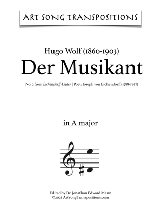 Book cover for WOLF: Der Musikant (transposed to A major)