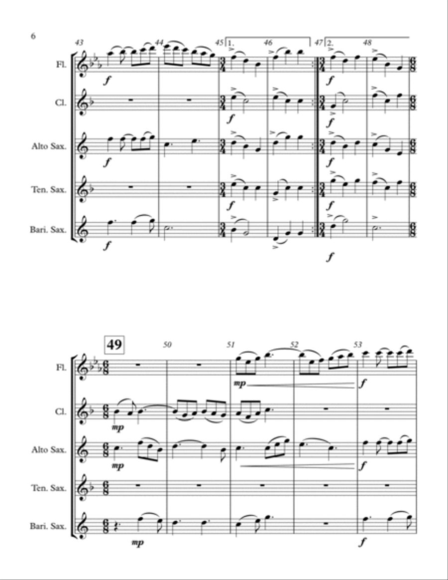 City Scapes - for mixed woodwind quintet Woodwind Quintet scores gallery preview page 6