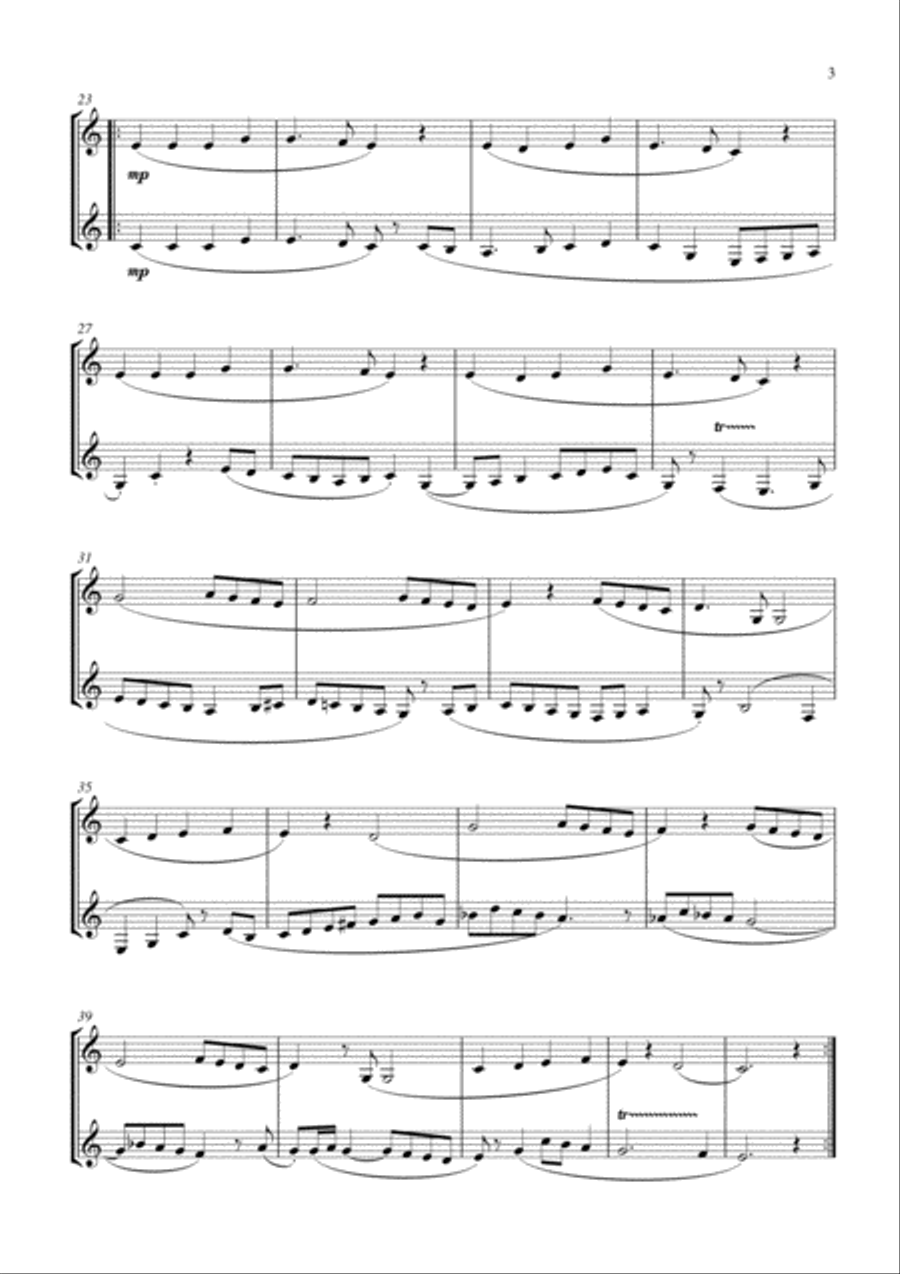 15 Popular Christmas Songs for Bb Clarinet Duet (Suitable for beginning / intermediate clarinetists) Clarinet Duet scores gallery preview page 3