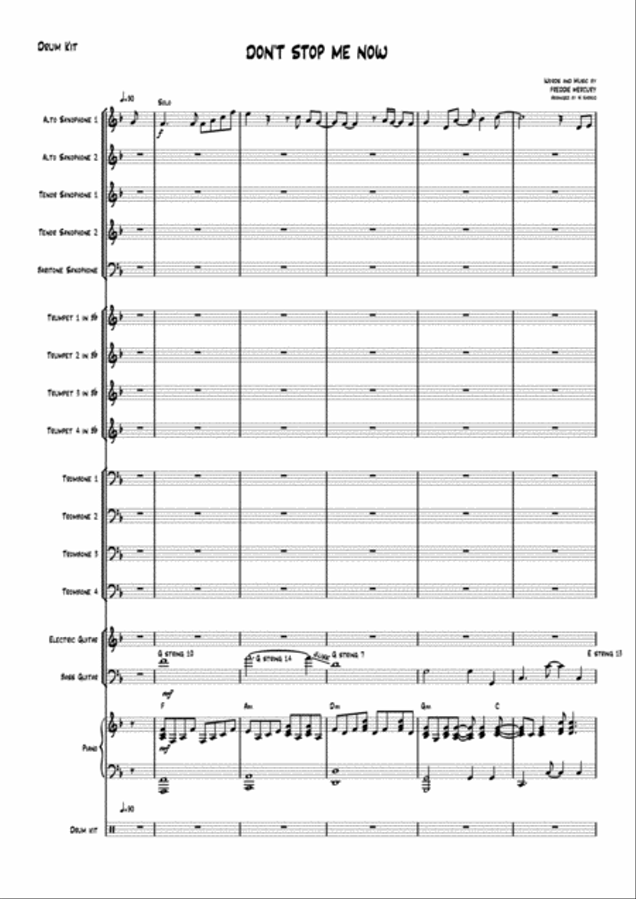 Don't Stop Me Now Jazz Ensemble scores gallery preview page 1