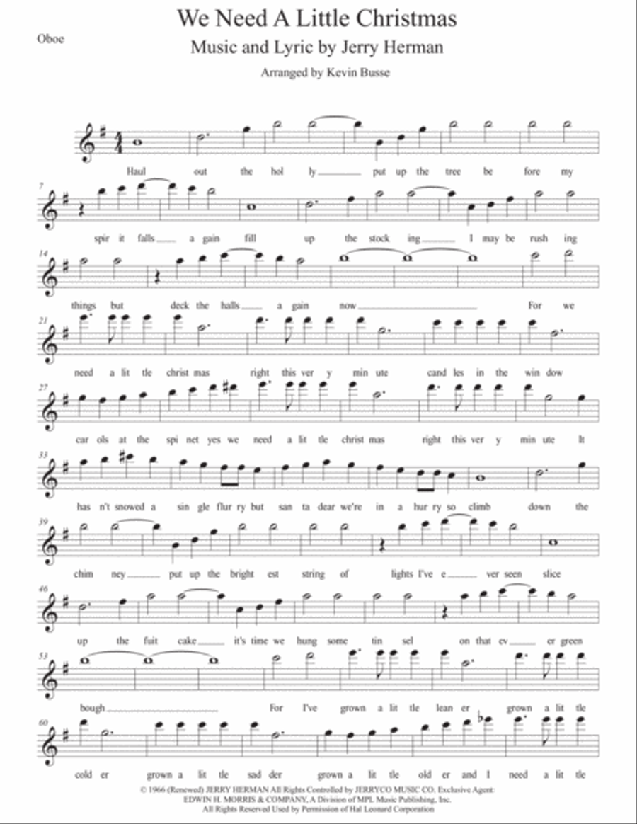 We Need A Little Christmas Oboe Solo scores gallery preview page 1