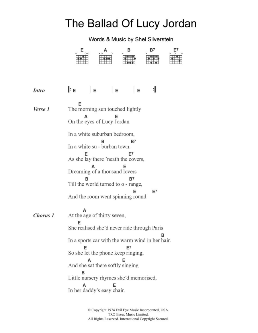 The Ballad Of Lucy Jordan Acoustic Guitar scores gallery preview page 1