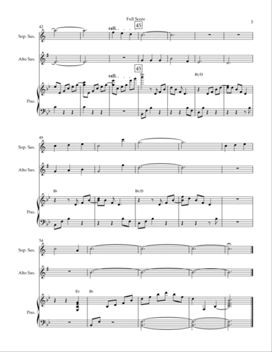 O Mio Babbino Caro (Puccini) for Soprano Saxophone & Alto Saxophone Duo and Piano Accompaniment with Woodwind Duet scores gallery preview page 3