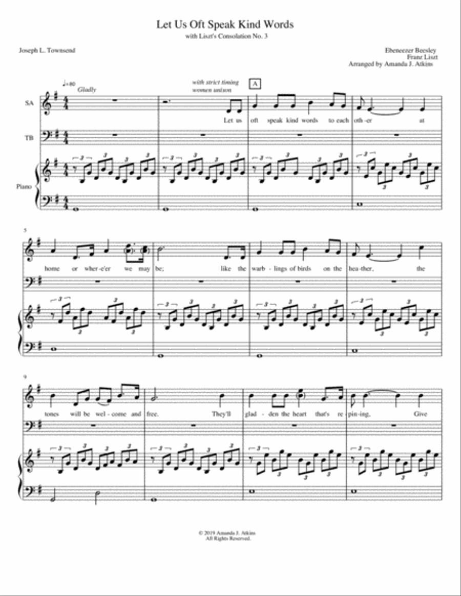 Let Us Oft Speak Kind Words for SATB and Piano 4-Part scores gallery preview page 2