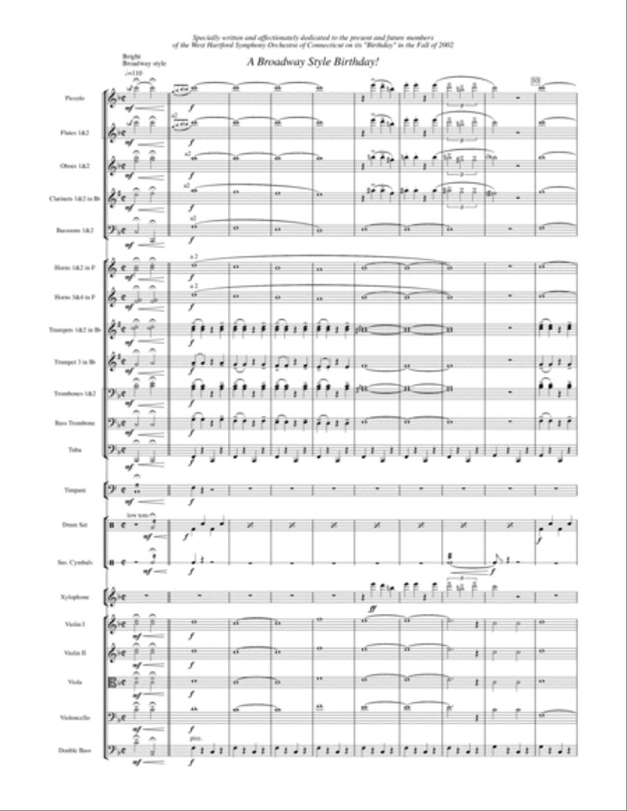A Broadway Style Birthday for Orchestra Full Orchestra scores gallery preview page 2