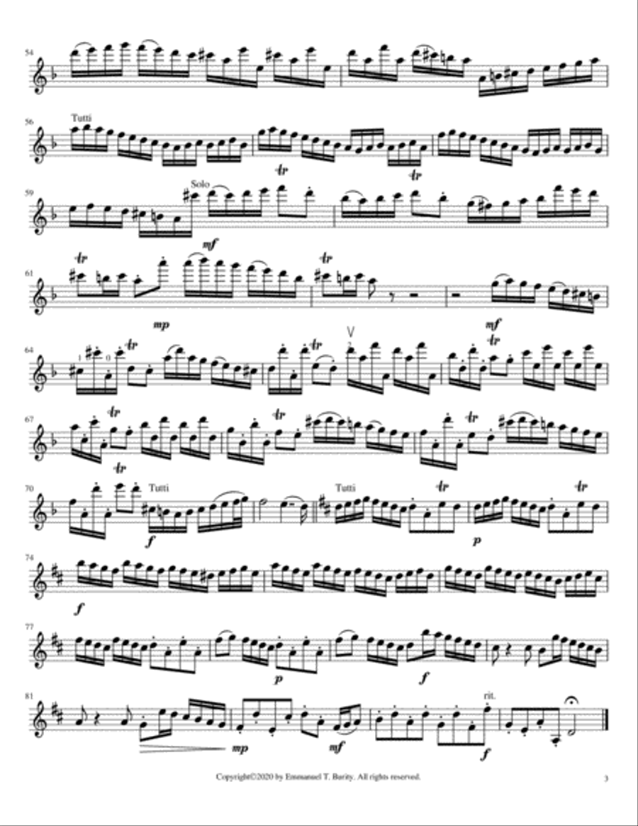 Concerto for Violin in D Major by Emmanuel Burity (1969- ) Violin Solo scores gallery preview page 5
