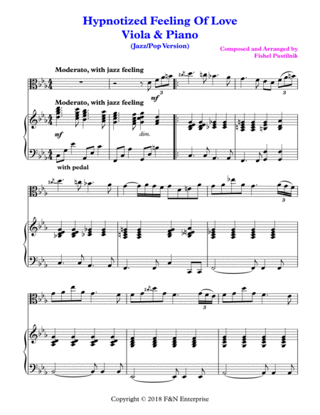 "Hypnotized Feeling Of Love"-Piano Background For Viola and Piano image number null