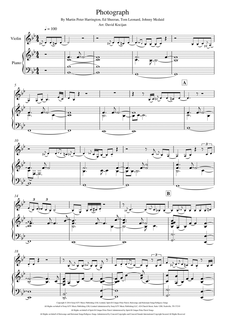 Photograph Violin Solo scores gallery preview page 1