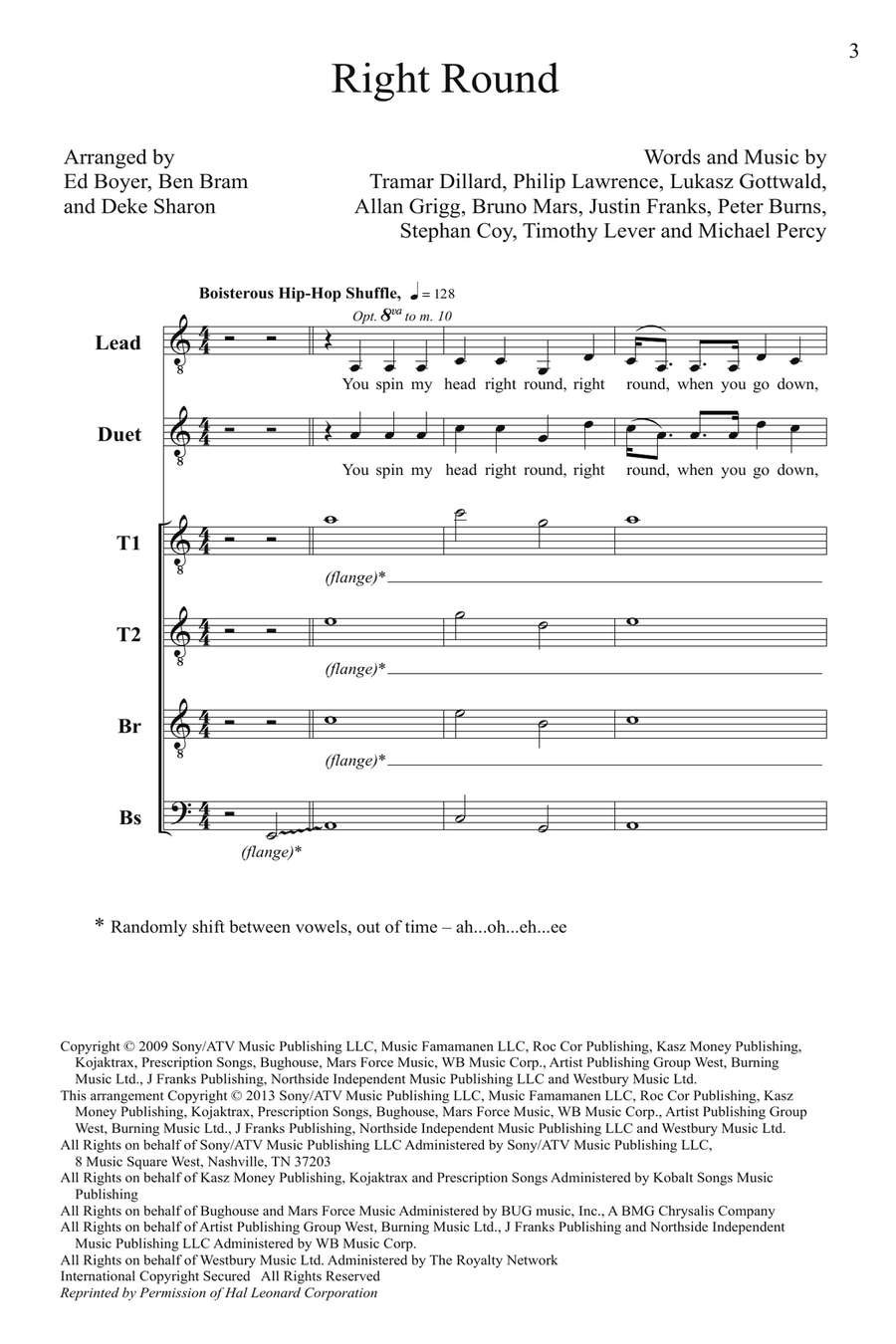 Right Round (arr. Deke Sharon) TTBB scores gallery preview page 1