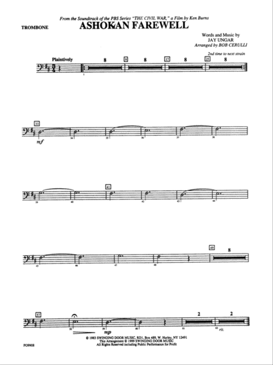Book cover for Ashokan Farewell: 1st Trombone