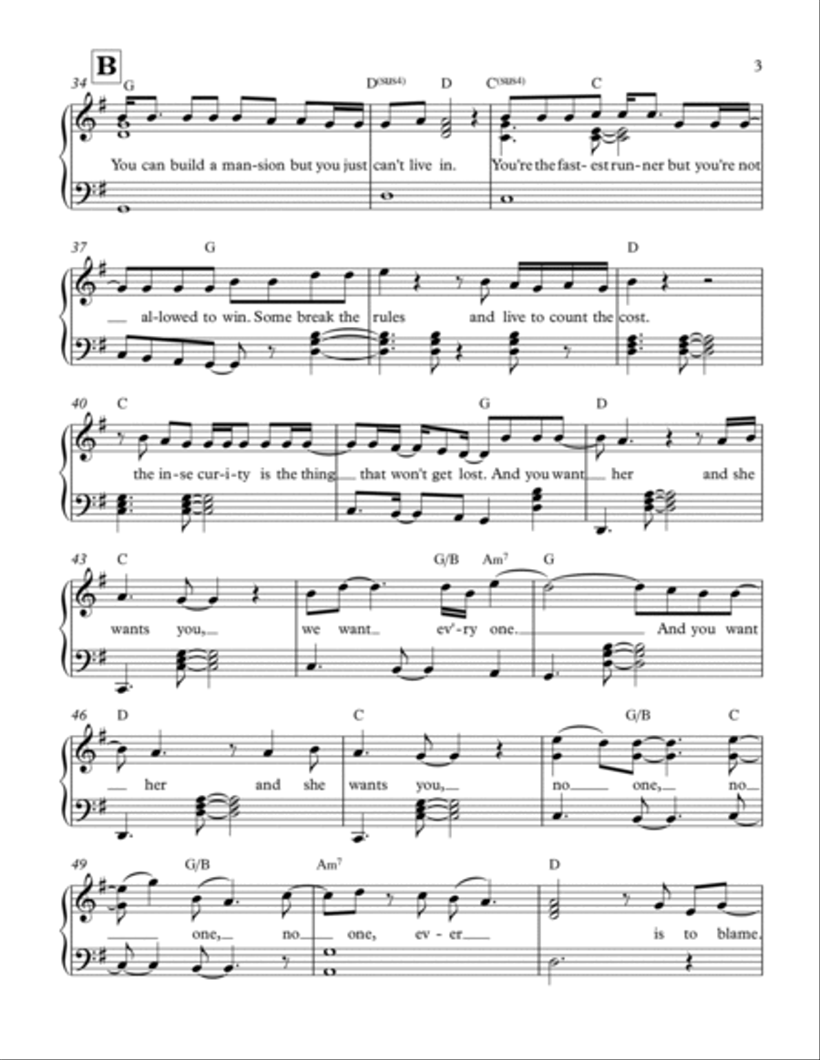 No One Is To Blame Piano Solo scores gallery preview page 3