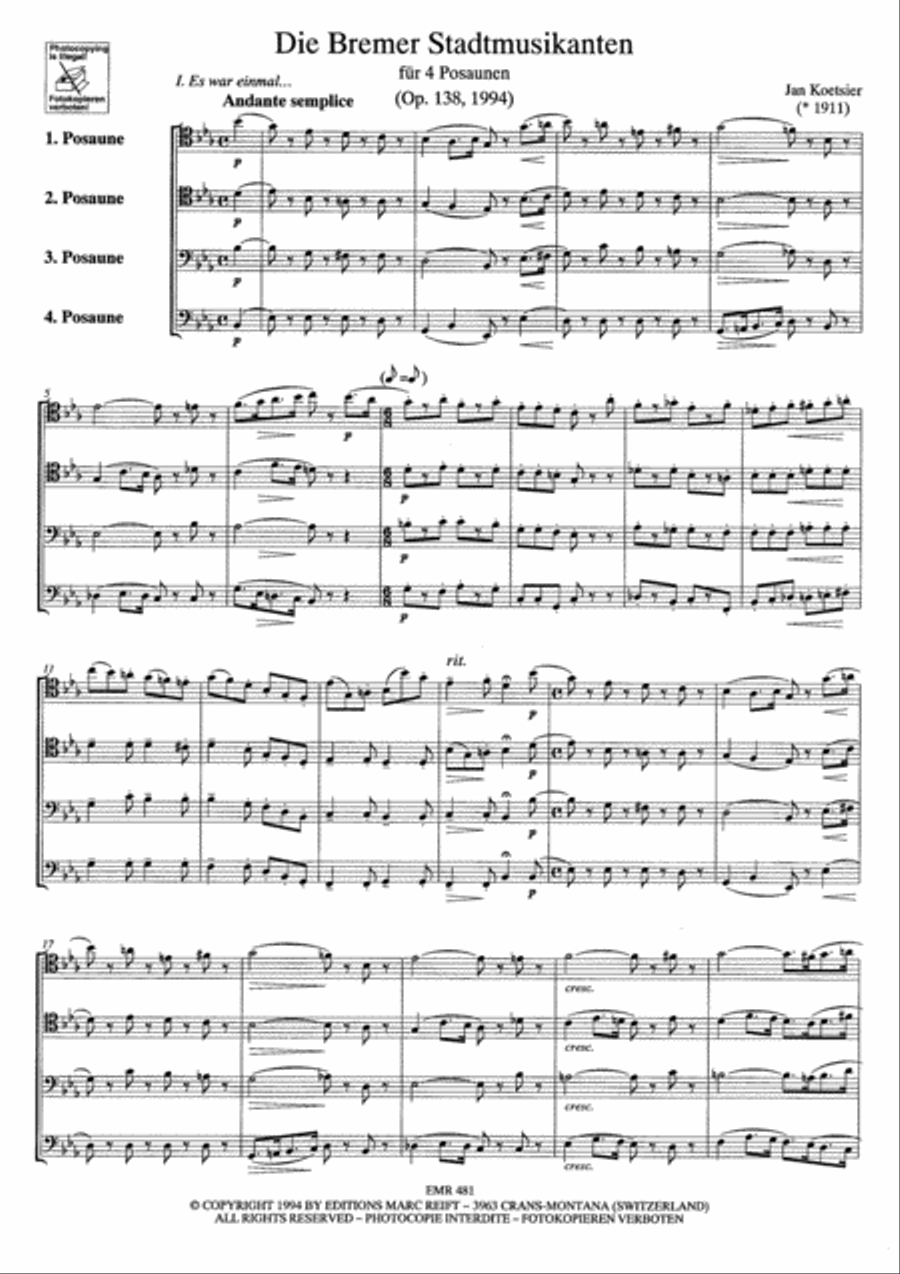 Die Bremer Stadtmusikanten Trombone Quartet scores gallery preview page 3