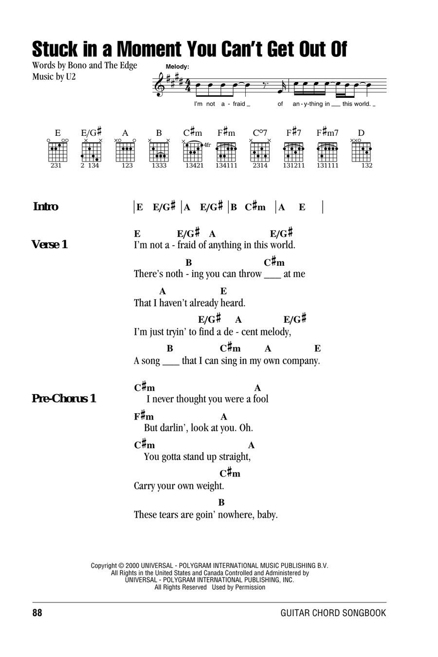 Stuck In A Moment You Can't Get Out Of Acoustic Guitar scores gallery preview page 1
