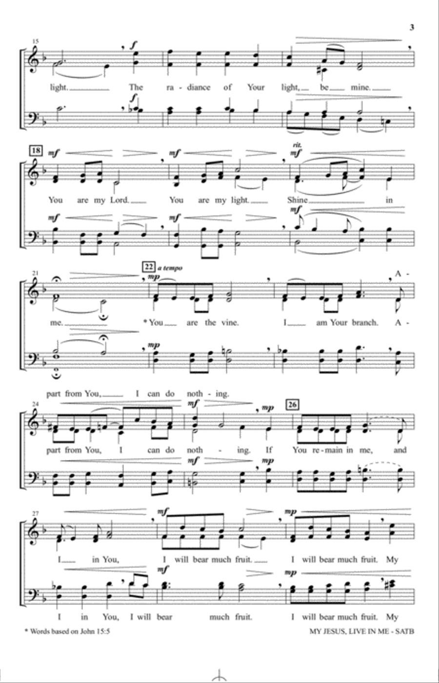 My Jesus, Live In Me 4-Part scores gallery preview page 2