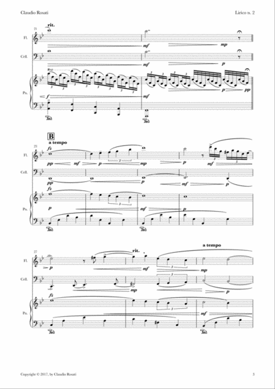 Lirico n. 2 (piano-cello-flute) Small Ensemble scores gallery preview page 5