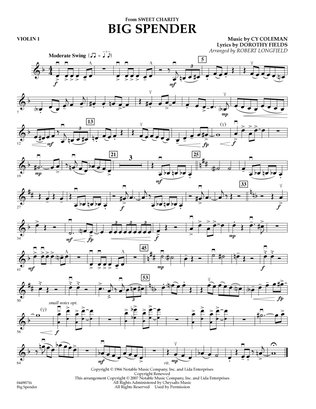 Cy Coleman: Big Spender (Sweet Charity) - Violin 1