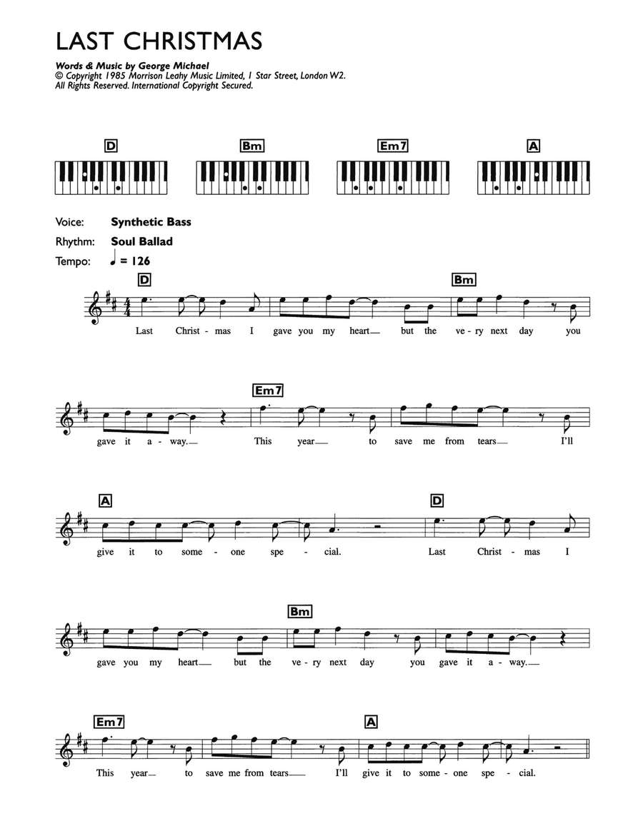 Last Christmas Piano scores gallery preview page 1