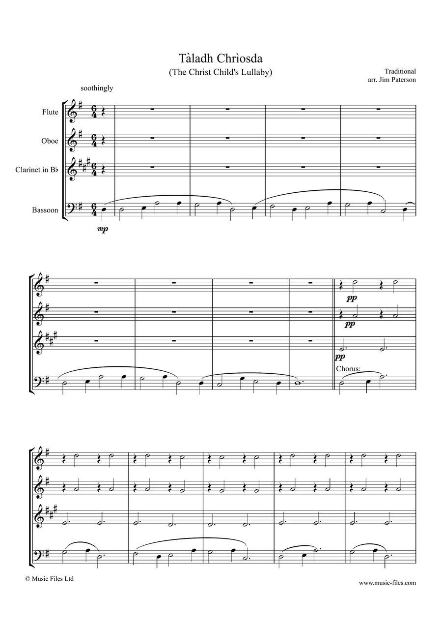 T​a​ladh Chr​i​osda (Christ Child's Lullaby) Woodwind Quartet scores gallery preview page 1