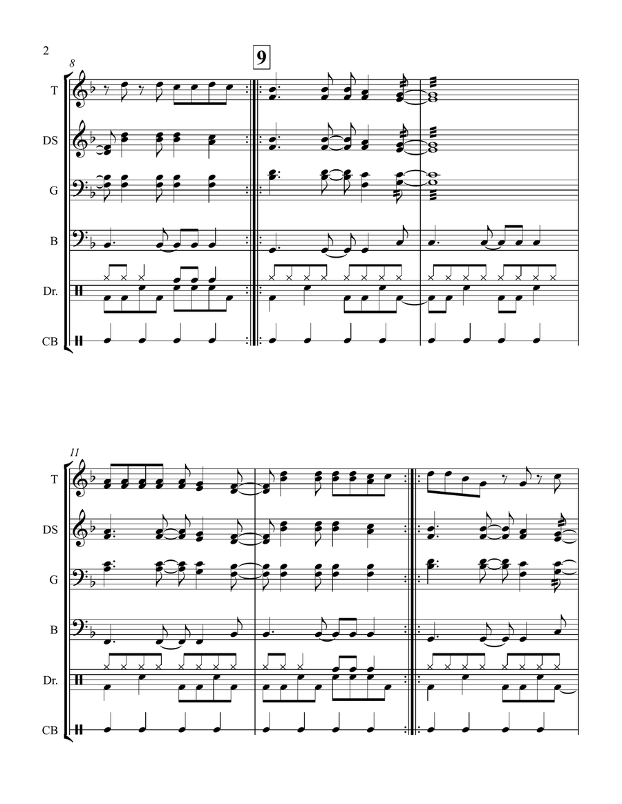 Take On Me Percussion Ensemble scores gallery preview page 2