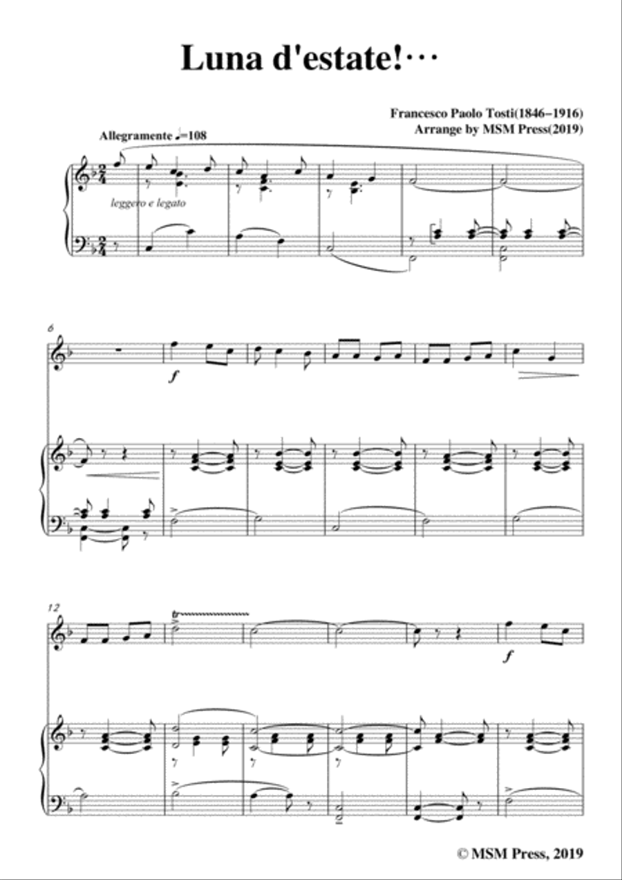 Tosti-Luna d'estate!, for Violin and Piano Violin Solo scores gallery preview page 3
