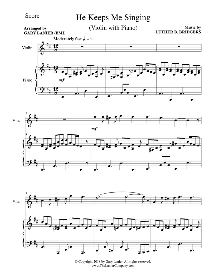 3 GOSPEL HYMN FAVORITES (For Violin & Piano with Score/Parts) Violin Solo scores gallery preview page 2