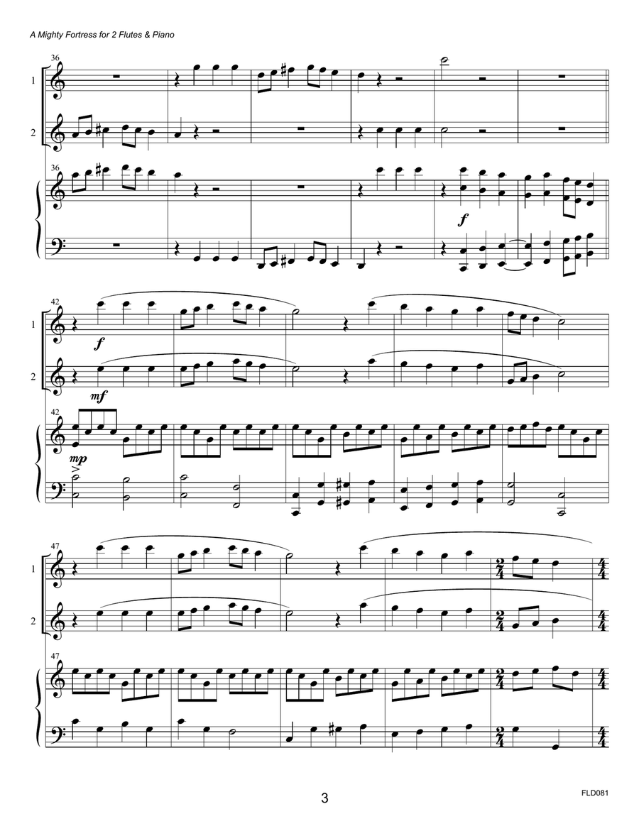 A MIGHTY FORTRESS - FLUTE DUET with Piano Accompaniment Flute Duet scores gallery preview page 3