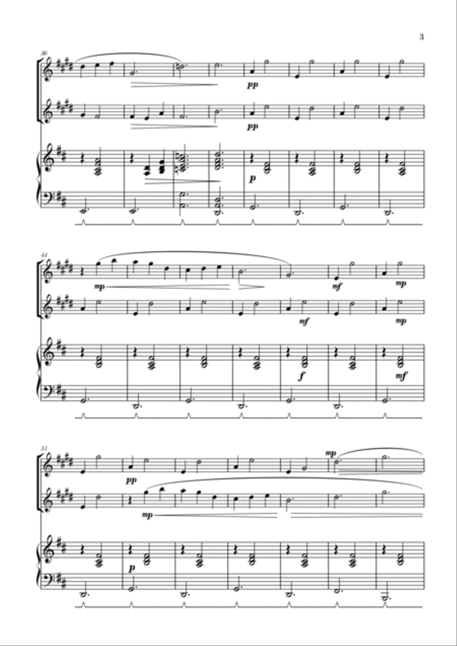 Gymnopédie no 1 | Trumpet in Bb Duet | Original Key| Piano accompaniment |Easy intermediate Trumpet Duet scores gallery preview page 3