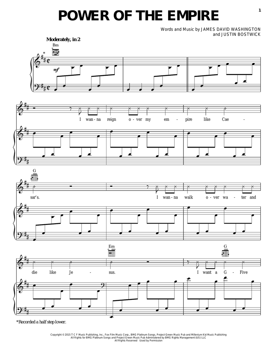 Power Of The Empire Power Of The Empire Piano, Vocal, Guitar scores gallery preview page 1